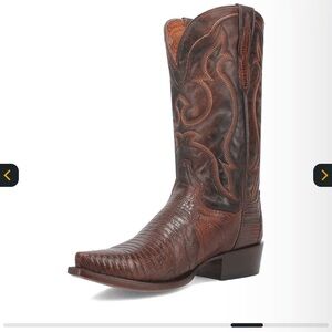 DAN POST MENS DP2349 COGNAC GENUINE LIZARD SQUARE TOE COWBOY BOOTS WESTRN SIZE 9